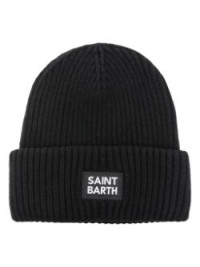 cappello nero in lana con toppa bianca con logo Saint Barth product