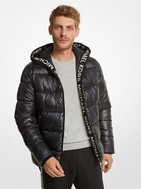 MK Logo Tape Recycled Polyester Puffer Jacket - Black - Michael Kors product