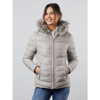 Pica Hooded Padded Leather Coat in Grey product