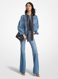 MK Denim Belted Flared Jeans - Angel Blue Wash - Michael Kors product