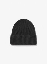MK Ribbed Knit Beanie Hat - Black - Michael Kors product
