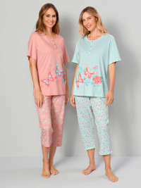 Pyjama's per 2 stuks met mooie print Harmony Mint/Apricot product