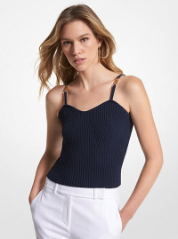 MK Ribbed Stretch Viscose Cropped Tank Top - Midnightblue - Michael Kors product