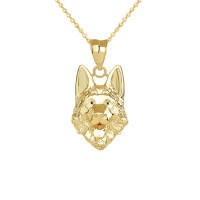 German Shepherd Dog Head Necklace in 9ct Gold product