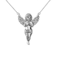 0.50ct CZ Praying Cherub Angel Necklace in 9ct White Gold product