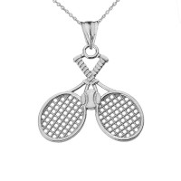 Tennis Rackets Necklace in 9ct White Gold product