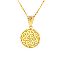Flower of Life Disc Medallion Necklace in 9ct Gold product