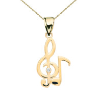 0.01ct Diamond Treble Clef Eighth Note Music Necklace in 9ct Gold product
