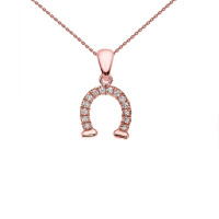 0.05ct Diamond Reversible High Polish Horse Shoe Good Luck Necklace in 9ct Rose Gold product