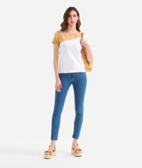 T-shirt bimaterica in jersey di cotone stretch Bianca product