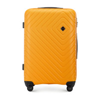 Średnia walizka z ABS-u z geometrycznym tłoczeniem pomarańczowa product