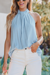 Baby Blue Pleated Sleeveless Top product
