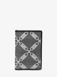 MK Hudson Empire Logo Jacquard Bi-fold Card Case - Black - Michael Kors product