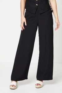 Womens Petite Button Pocket Straight Leg Trousers product