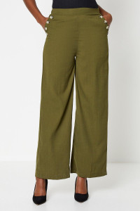 Womens Button Pocket Straight Leg Trousers product