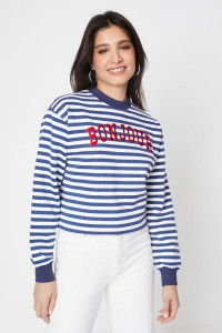 Womens Stripe Slogan Sweatshirt product