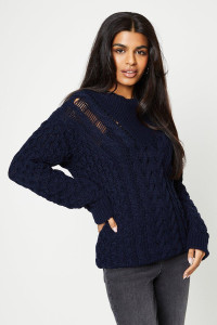 Womens Petite Cable Detail Crew Neck Jumper product