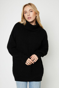 Womens Tall Longline Roll Neck Chunky Jumper product