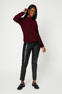 Womens Wide Sleeve Cable Long Line Jumper product