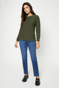 Womens Sleeve Stitch Detail Crew Neck Jumper product