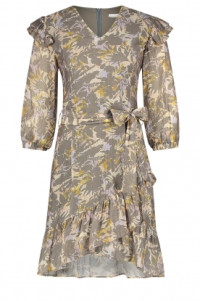 Katoenen ruches jurk met bloemenprint Valenthe  grijs product