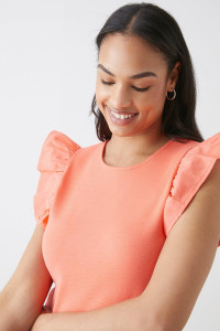Women's Poplin Sleeve Top - coral - L product