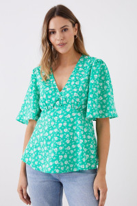Women's Green Ditsy Button Front Tea Blouse - 8 product