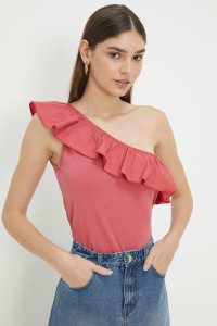 Women's Poplin Frill One Shoulder Top - rose - XL product