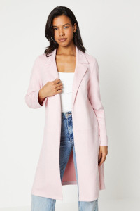 Women's Suedette Belted Longline Jacket - blush - 18 product