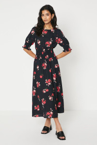 Women's Petite Floral Shirred Waist Midi Dress - 16 product