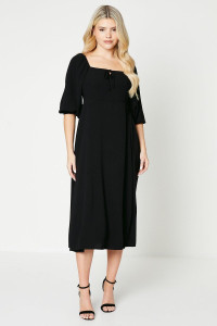 Women's Square Neck Midi Dress - black - 16 product