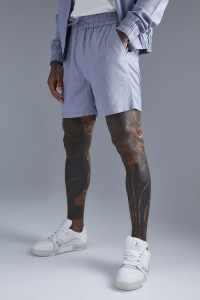 Mens Navy Elasticated Linen Shorts product
