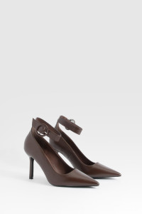 Buckle Detail Court Shoes - Brown - 4 product