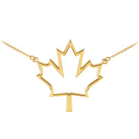 Open Design Maple Leaf Charm Necklace in 9ct Gold product