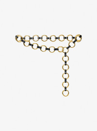 MK Marisa Gold-Tone and Leather Ring Belt - Black - Michael Kors product