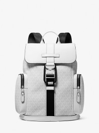 MK Hudson Signature Logo and Leather Cargo Backpack - Bright Wht - Michael Kors product
