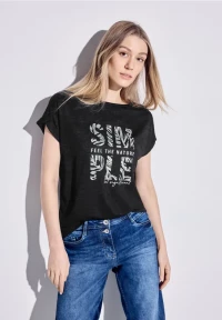 Cecil Femme T-shirt aspect lin in Noir, Gr: XS product