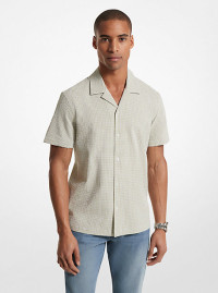 MK Gingham Seersucker Stretch Cotton Shirt - Light Sage - Michael Kors product