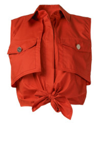 Poplin blouse met geknoopt detail Triscina  oranje product