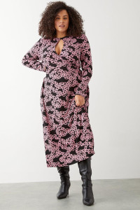 Women's Curve Pink Chain Keyhole Midi Dress - 20 product