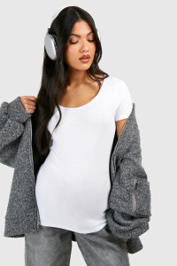 Maternity Basic Scoop Neck T-Shirt - White - 14 product