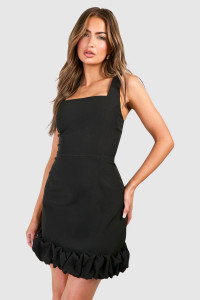 Ruffle Pep Hem Mini Dress - Black - 16 product