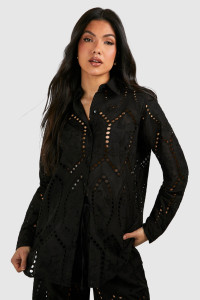 Maternity Broderie Oversized Shirt - Black - 8 product