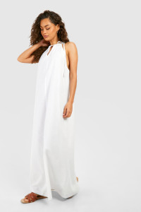 Linen Strappy Maxi Dress - White - 18 product