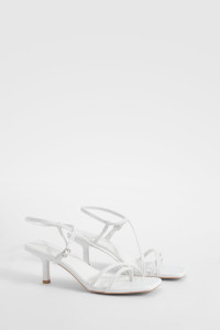 Wide Fit Crossover Strap Low Heels - White - 5 product