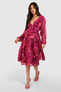 Maternity Floral Chiffon Midi Dress - Pink - 16 product