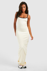 Contrast Binding Strappy Maxi Dress - White - 10 product