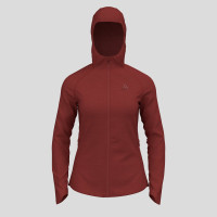 Odlo Pull à capuche à fermeture zippée Ascent Performance Wool Warm pour femme, M, rouge product