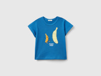 Benetton, T-shirt Con Stampa E Ricamo, Blu, Bambini product