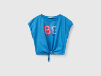 Benetton, T-shirt Con Stampa E Nodo, Blu, Bambini product